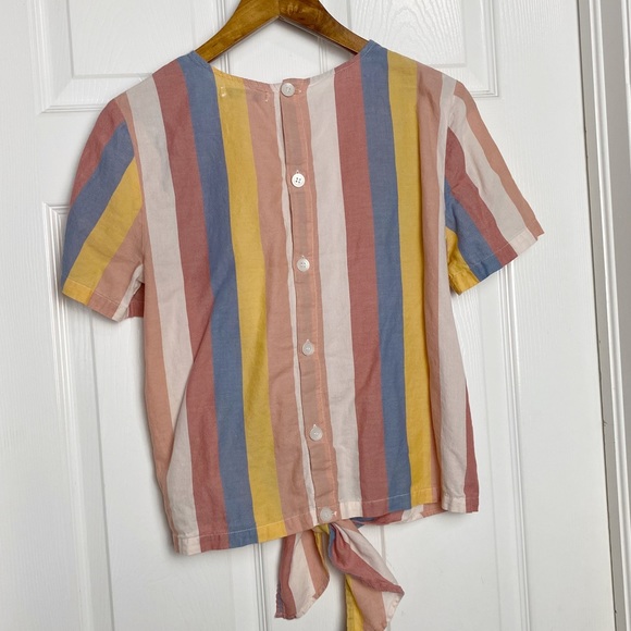 Madewell Button-Back Tie Top in Sherbet Stripe - Picture 5 of 7